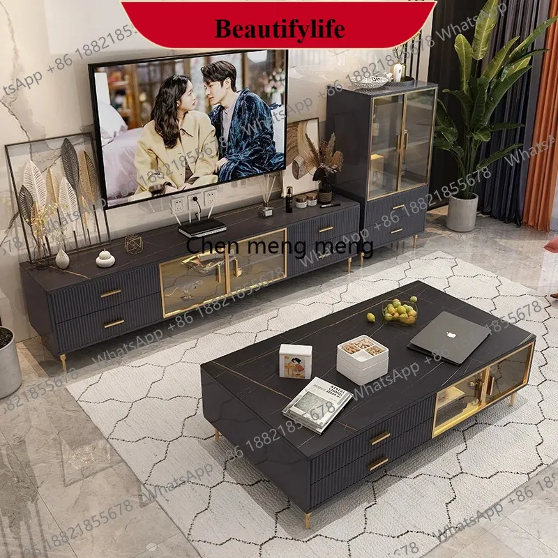 

Q178 Минималистичная каменная панель, ТВ-шкаф, журнальный столик, комбинация современной простой маленькой квартиры, скандинавский стиль