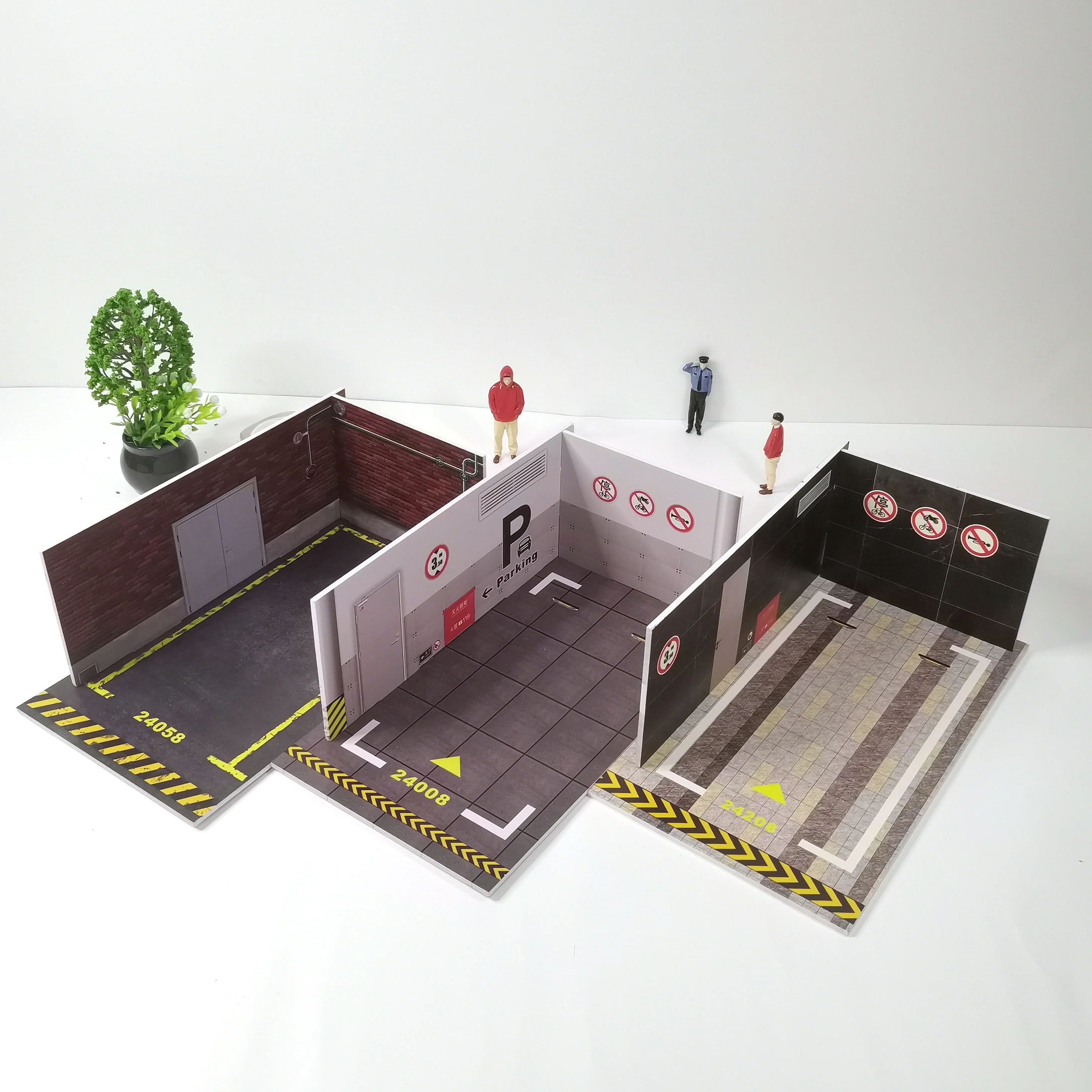 Diorama 1 24 Garage for Diecast Model Car Toy Display Case PVC Parking Lot Model Simulation Miniature Parking Space Scene