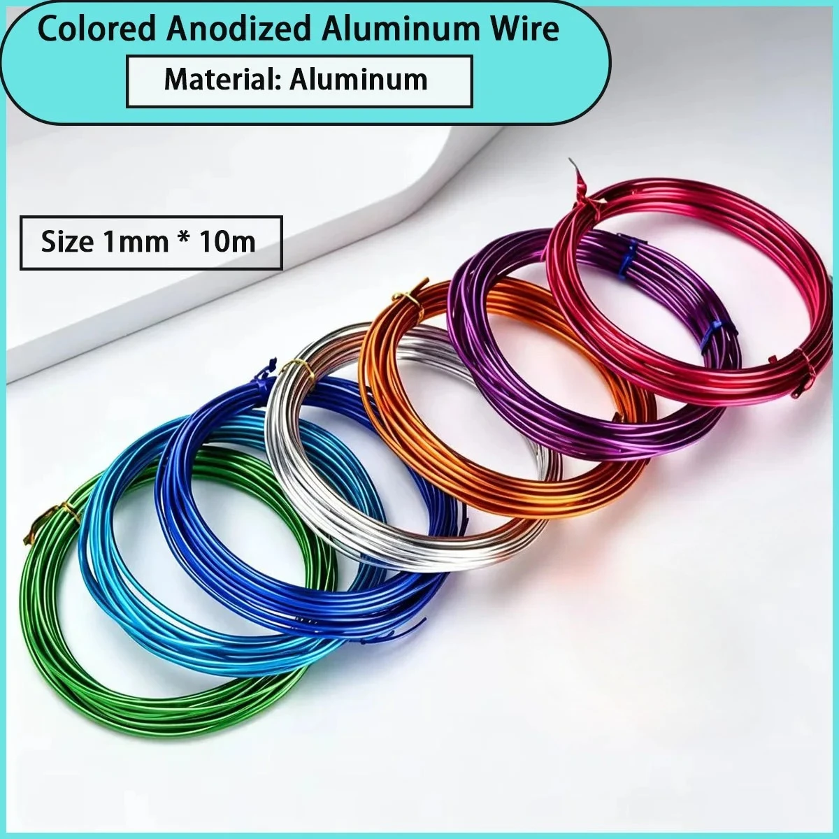 1mm * 10m colored anodized aluminum wire is used for handmade styling, craft jewelry, floral styling, wire weaving, etc