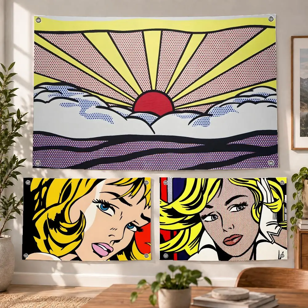 Artist Modern Roy Lichtenstein Flags Decorative Flag Banner Indoor Bedroom Dorm Gaming Room Wall Party Club Decor Fan Gift