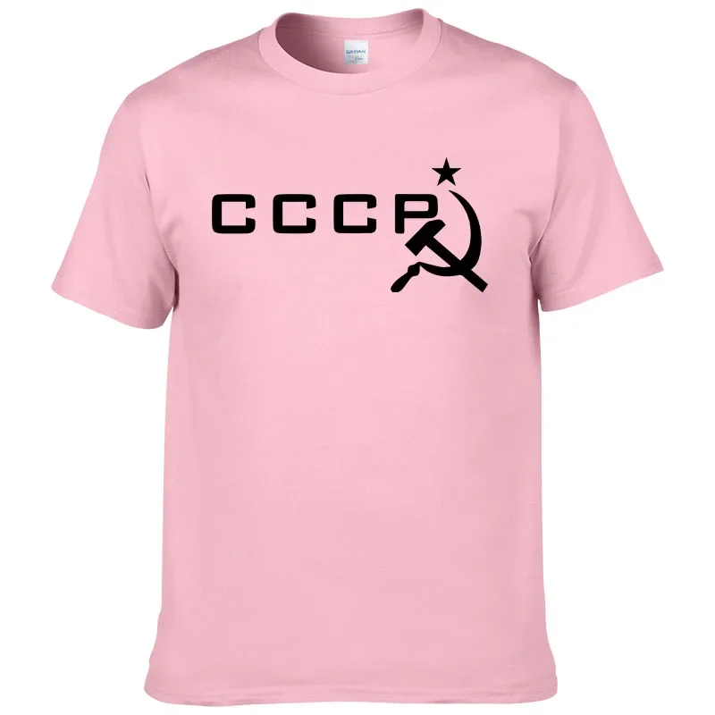 Summer CCCP pattern printed round neck pure cotton , simple and generous, loose and versatile men's short sleeved T-shirt F69