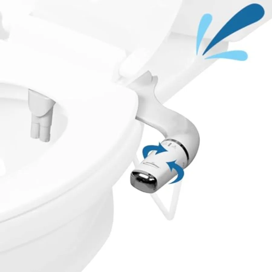 

Ultra-Slim Left-Handed Bidet Attachment for Toilet with Pressure Controls and Travel Bidet - White Hygienic Toilet Seat Upgrade
