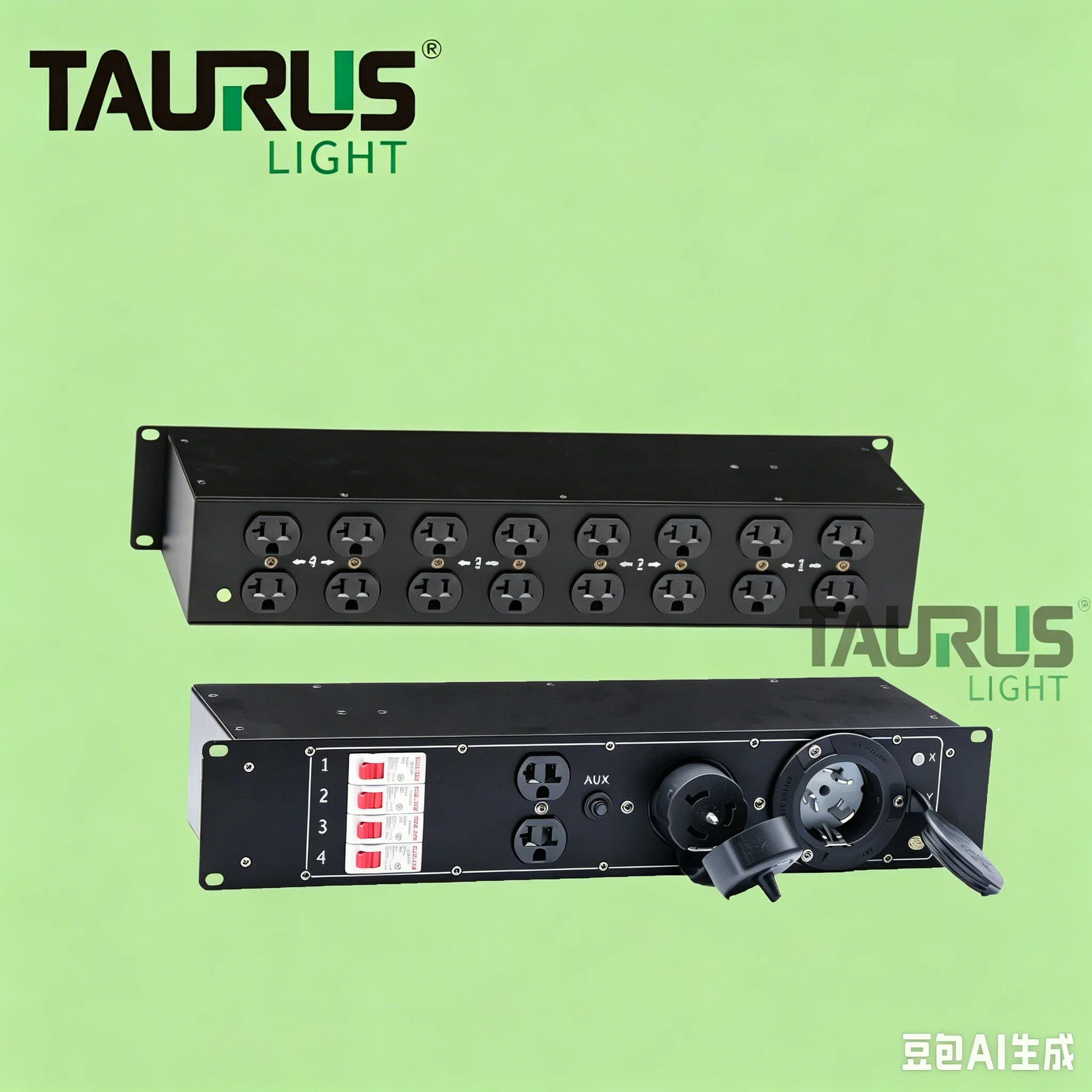 50A US Edison Socket Distribution Rack Panel Box 50A Twistlock 2 Phase Aluminum Power Distribution Box