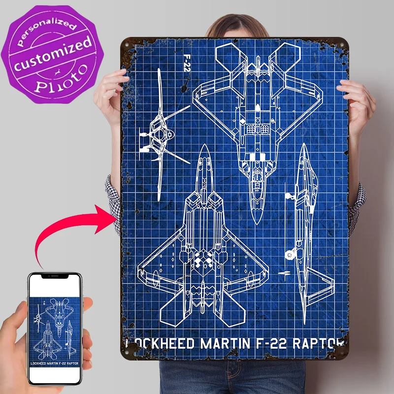 Lockheed Martin F22 Raptor Metal Poster Perfect Gift for Fans Lovers Personalized Wall Art Metal Sign for Home Decorations House