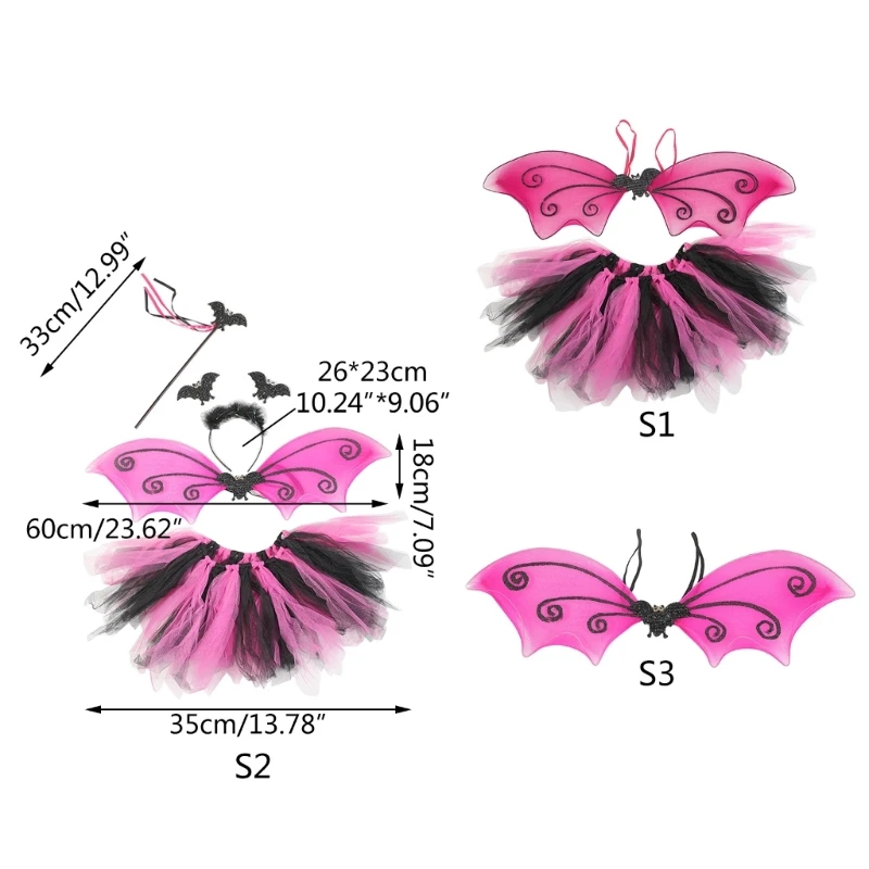 Gonna Bacchetta Pipistrello Maschera per occhi Fascia per capelli Ragazze per bambini Vestono accessori per costumi cosplay