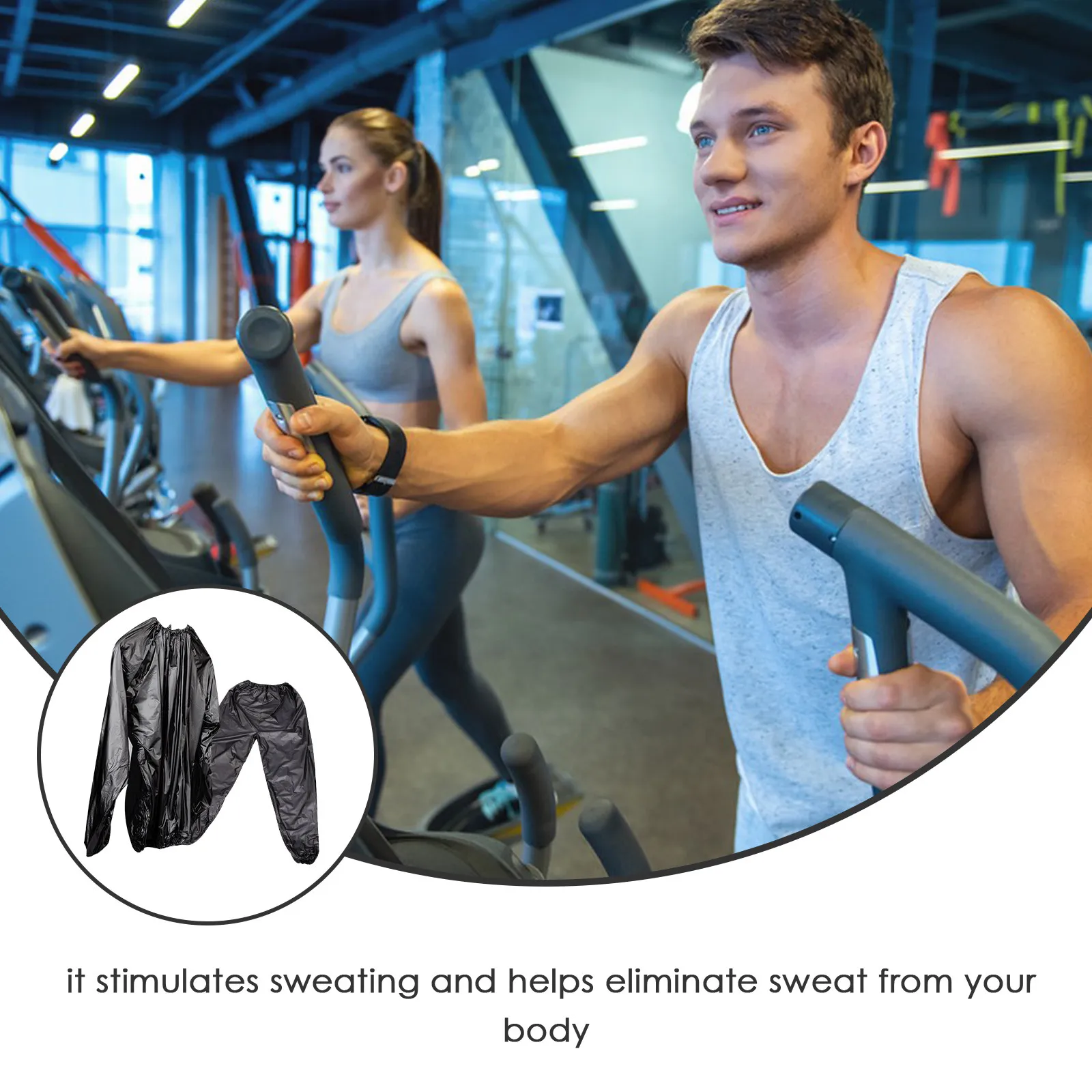 1Set Fitness Sweat Suit for Men and Women Polyethylene Sauna Suit Accelerates Fat Burning Detox Sweating Gym Home Workout Sweat