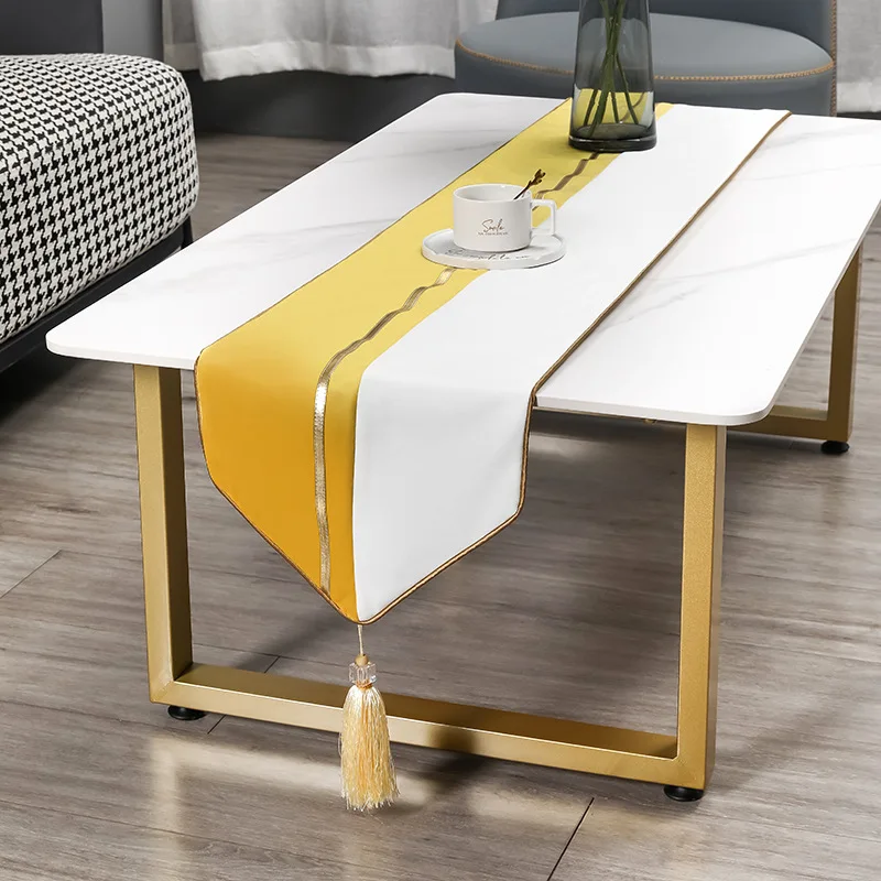 

Modern Luxury Table Runner Thicken Living Room Tablecloth Hotel Restaurant Soft Table Runner With Tassel TV Cabinet Dust Cloth