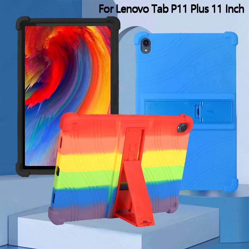4 Thicken Cornors Silicone with Kickstand Cover For Lenovo Tab P11 Plus Case TB-J616F TB-J616X 11