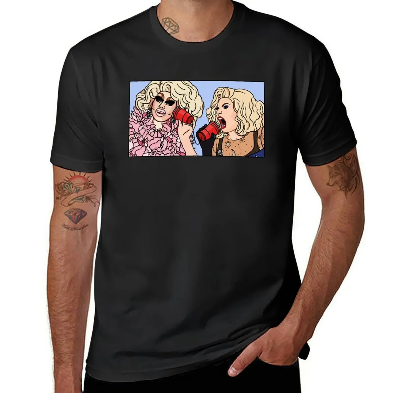 Trixie and Katya Drawing T-Shirt cute clothes graphic t shirt vintage quick-drying oversized tshirts for men