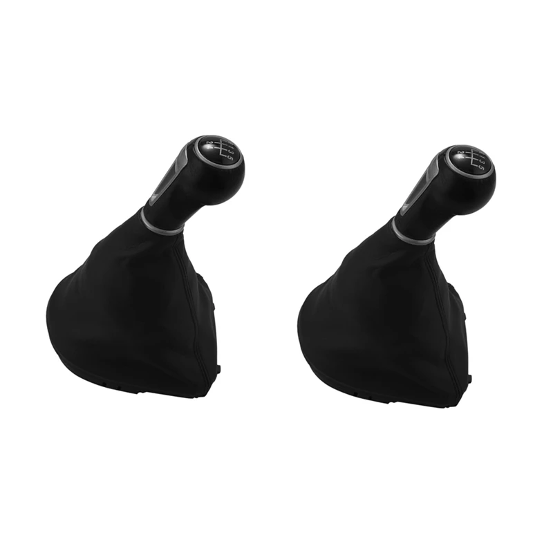 2PCS 5 Speed Car Leather Gear Shift Knob Frame Gear Lever Dust Boot Cover For Seat Leon II/Toledo III Altea XL