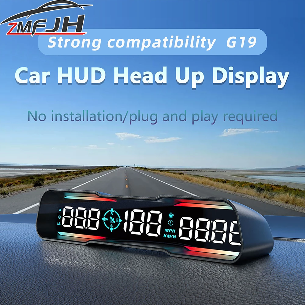

AD G19 GPS Head Up Display Smart Digital Speedometer With Overspeed Alarm Compass Alitude Driving Distance Dashboard Customized