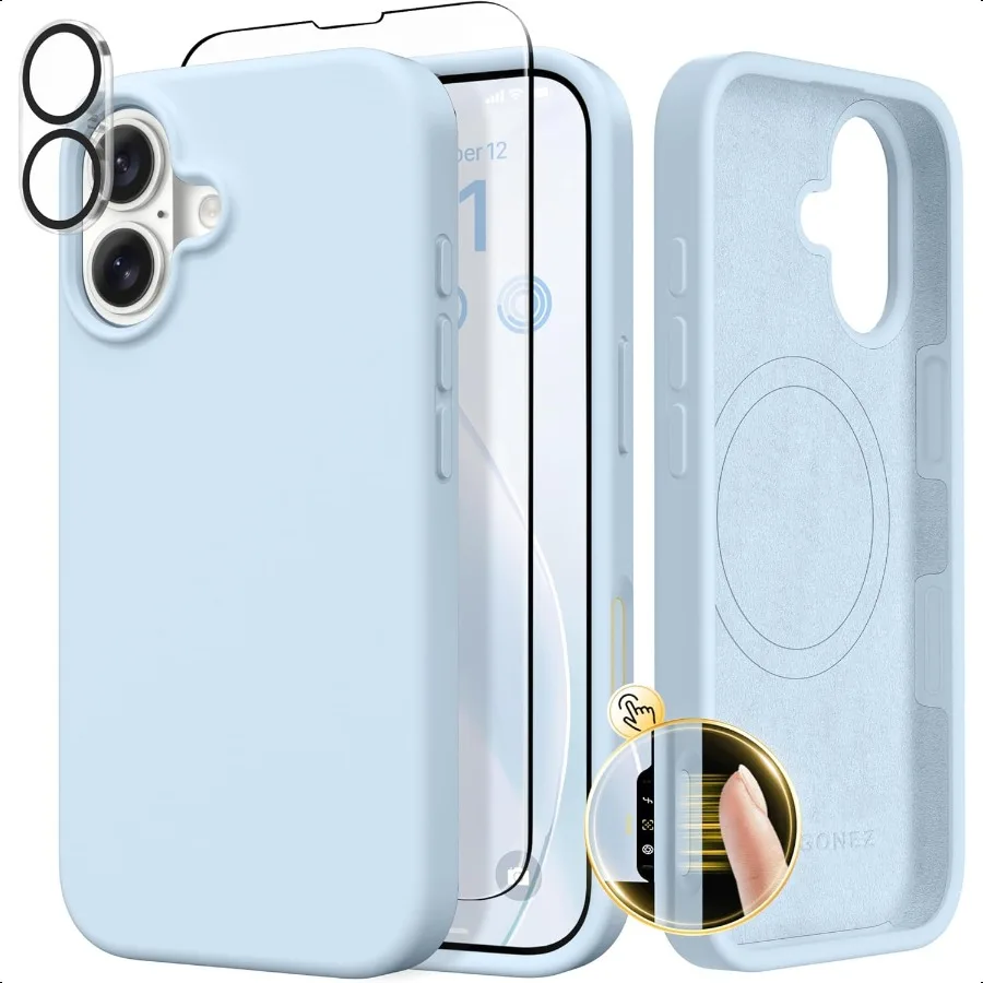 

GONEZ Magnetic for iPhone 17 Case Compatible with MagSafe [Screen Protector + Camera Lens Protector] Liquid Silicone AntiScratc