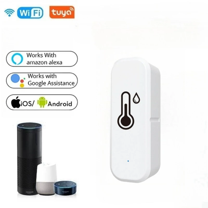 

Tuya WiFi Smart Temperature and Humidity Sensor APP Remote Monitor Indoor Thermometer for Home Work with Alexa Google Home