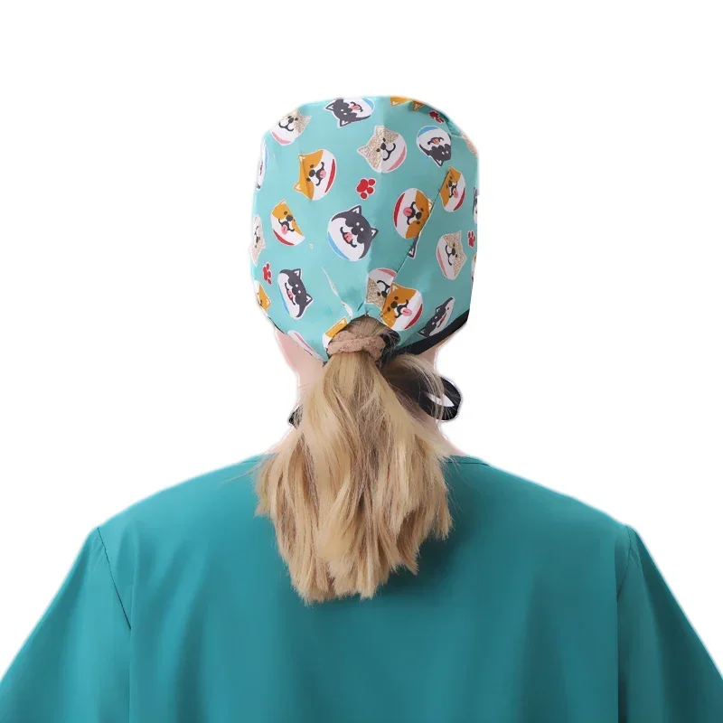 Moda Laboratorium Moda Scrub Cap Damskie czapki do sali operacyjnej Bawełniana czapka z kreskówek Pielęgniarka Scrub Hat Salon kosmetyczny Czapka do karmienia Nowość