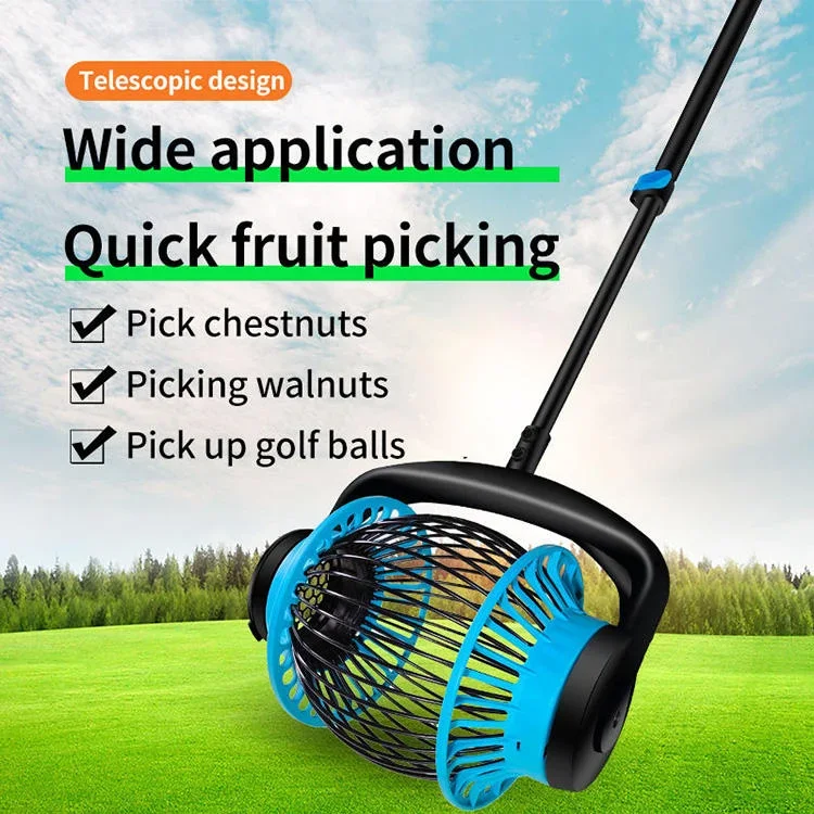 Orchard Tool Aluminum Alloy Telescopic Pole Nut Collector for Picking Chestnuts, Walnuts, Apples, Fruit Picker