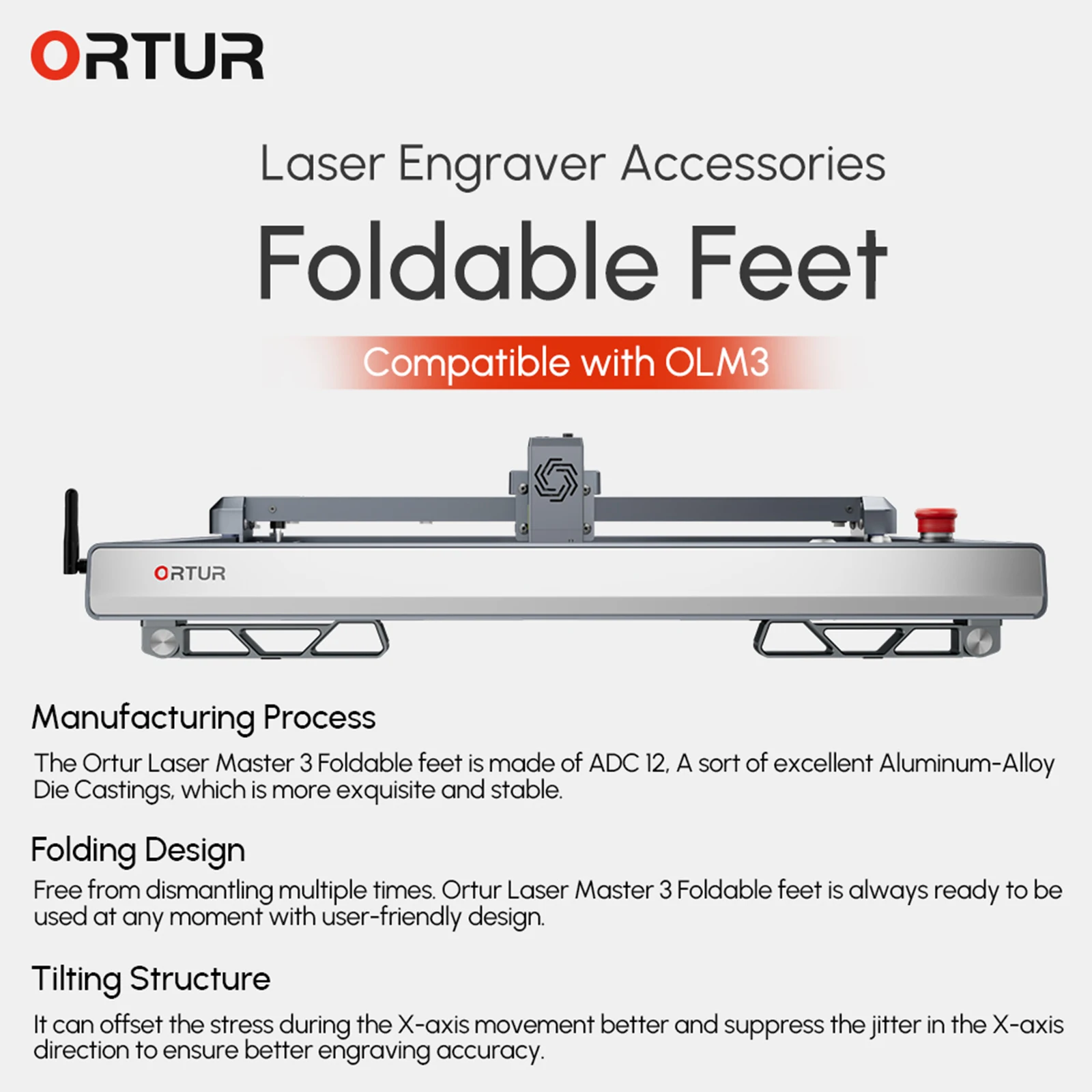 Laser Engaver Accessories Foldable Feet Lift Device for Ortur Laser Master 3 Upgrading Spare Parts