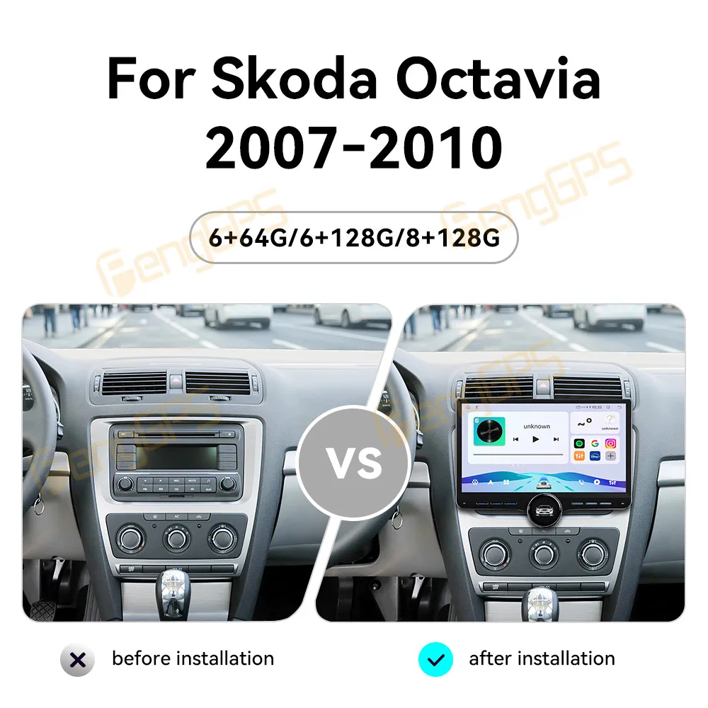 For Skoda Octavia 2007-2010 Android Car Radio Multimedia Video Player Wireless Carplay Autoradio Stereo GPS Navigation Head Unit