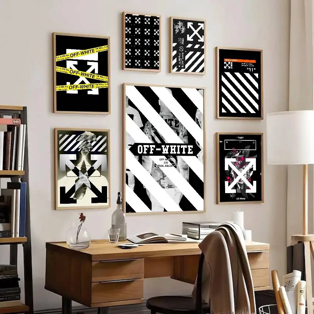 Fashion Brand O-Off W-White Self-adhesive Art Poster Whitepaper Prints Posters Artwork Aesthetic Art Wall Painting