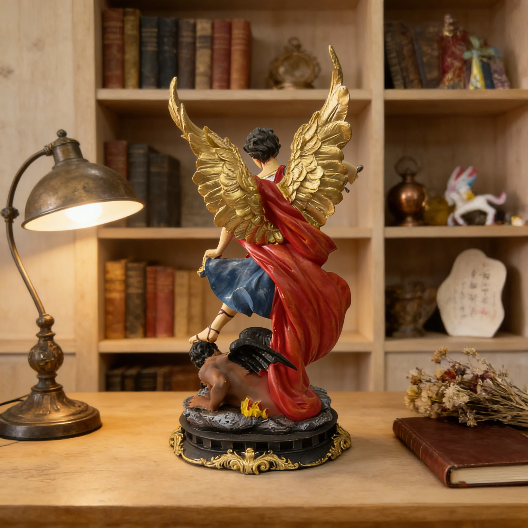Classic Saint Michael Angel Sculpture Slayer of Devils Home Decor Religious Living Room Study Hallway Decoration Ideal Holiday G