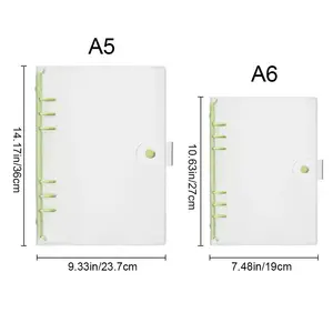 A5 A6 투명 PVC 느슨한 잎 노트북 표지 폴더 마카롱 컬러 6 링 바인더 일지 저널 플래너 스쿨 문구 10 최고의 판매 a5 링 폴더 - №10