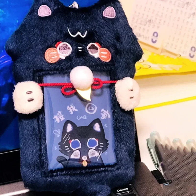 2024 Genshin Impact Cartoon Scaramouche Soft Plush 3 Inch Photo Card Holder Photo Card Holder Bag Pendant Kawaii School Statione