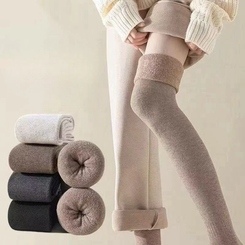 

1 Pair Thick Warm Over-the-Knee Socks for Girls Women's Hot Long Socks Fall Winter Cozy Thigh-High Socks Black Long Stockings