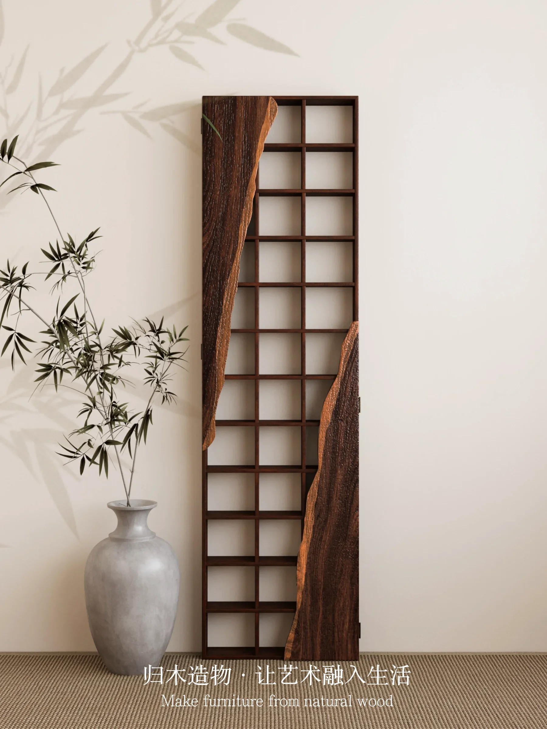 

Wall-mounted storage antique shelf grid