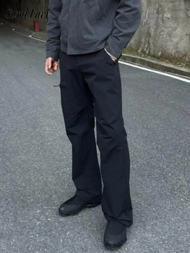 

Уличная одежда, мужские повседневные брюки, осень 2023, новая мода, лоскутные однотонные прямые брюки, мужские весенние брюки для отдыха