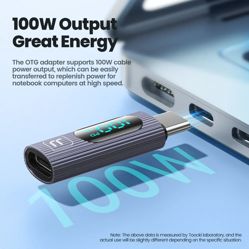 Toocki OTG Adapter 100W Digital Display USB Type C Male to Type C Female OTG Adapter PD Fast Charging Convertor For Xiaomi Redmi