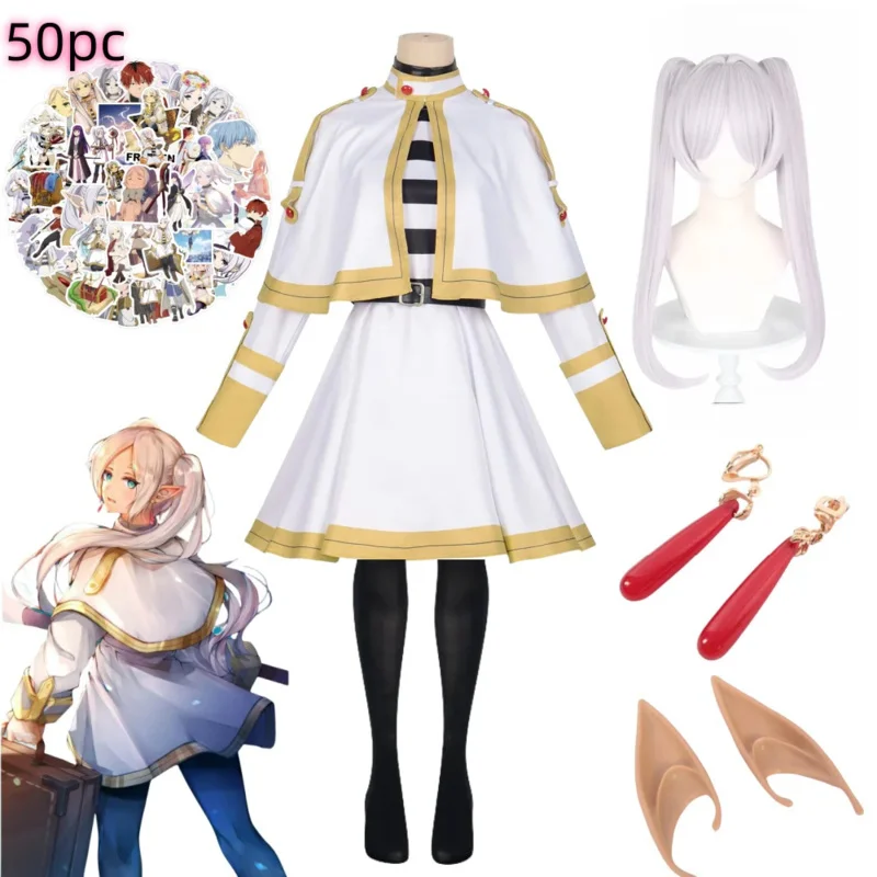 Sousou No Friar Cosplay Freeze Costumes Wig Earring Set Women Outfits Halloween Anime soap no freeze Clothes