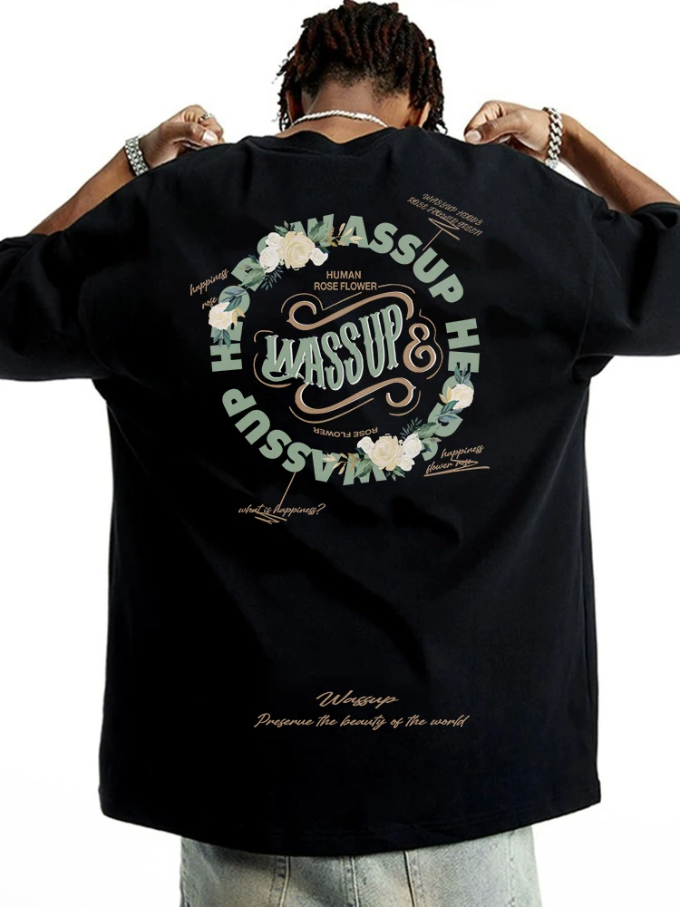 

Wassup Свободная хлопковая футболка ort Sve Повседневная летняя одежда Дышащая круглая мужская модная уличная одежда с принтом Ne