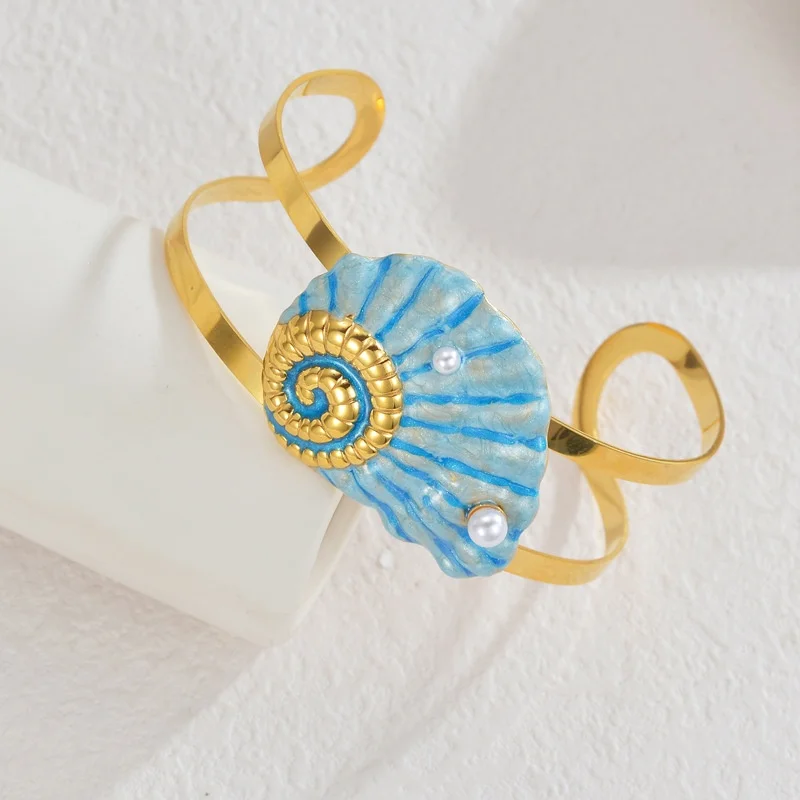 

3/5 шт. модные ювелирные изделия из нержавеющей стали с синим океаном, морская звезда, ракушка, черепаха, жемчуг, пляж, море, летние каникулы, антикоррозийный браслет