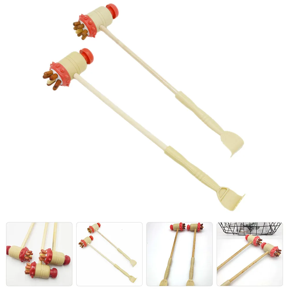 

2Pcs Handheld Wood Massage Hammer Back Massager Portable Whole Body Manual Massager Tool for Neck Shoulders Legs