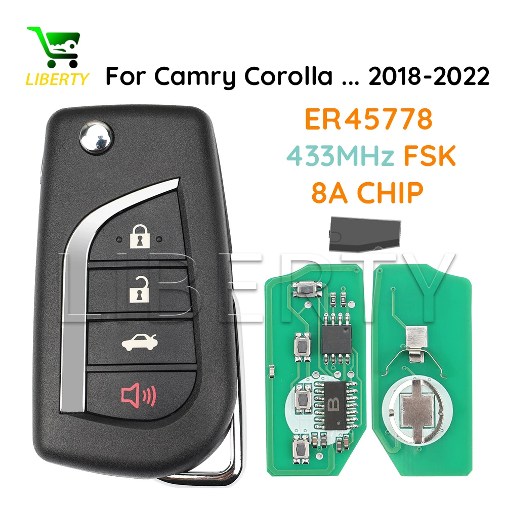 

Liberty для Toyota Camry Corolla Wilander Levin RAV4 Frontlander 2018-2022 12BFF ER45778 433 МГц FSK 8A чип дистанционный откидной ключ автомобиля