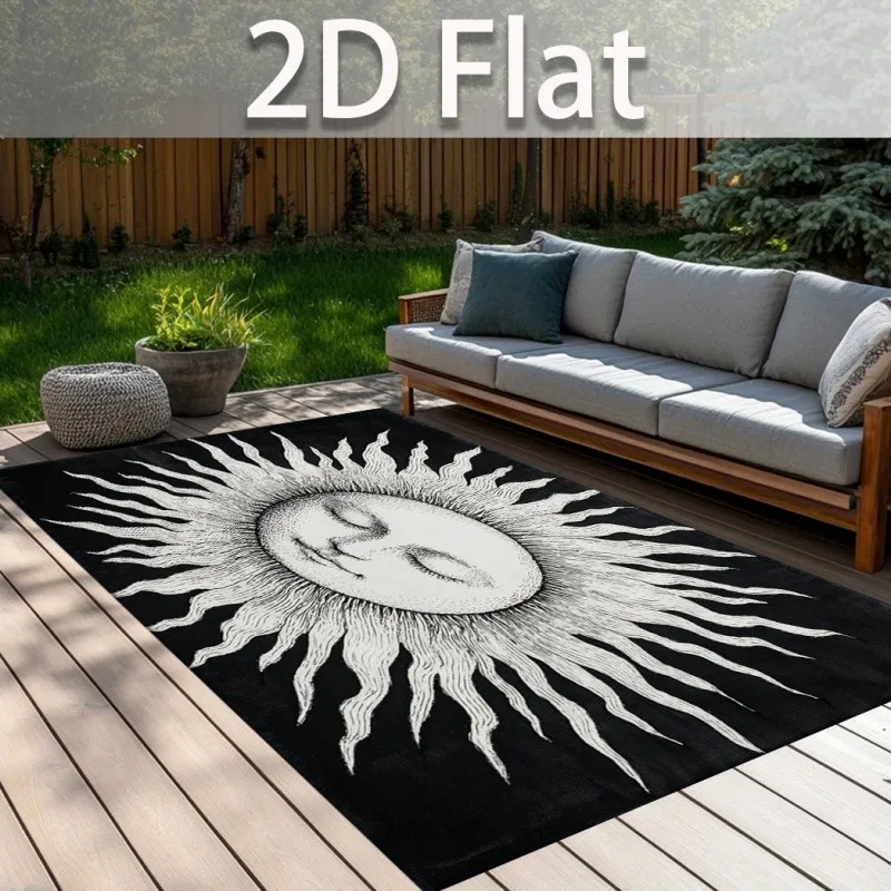 Sun Totem Carpet Living Room Large Rug Black White Mystic Bedroom Decor Gothic Face Pattern Area Rugs Sofa Floor Mat