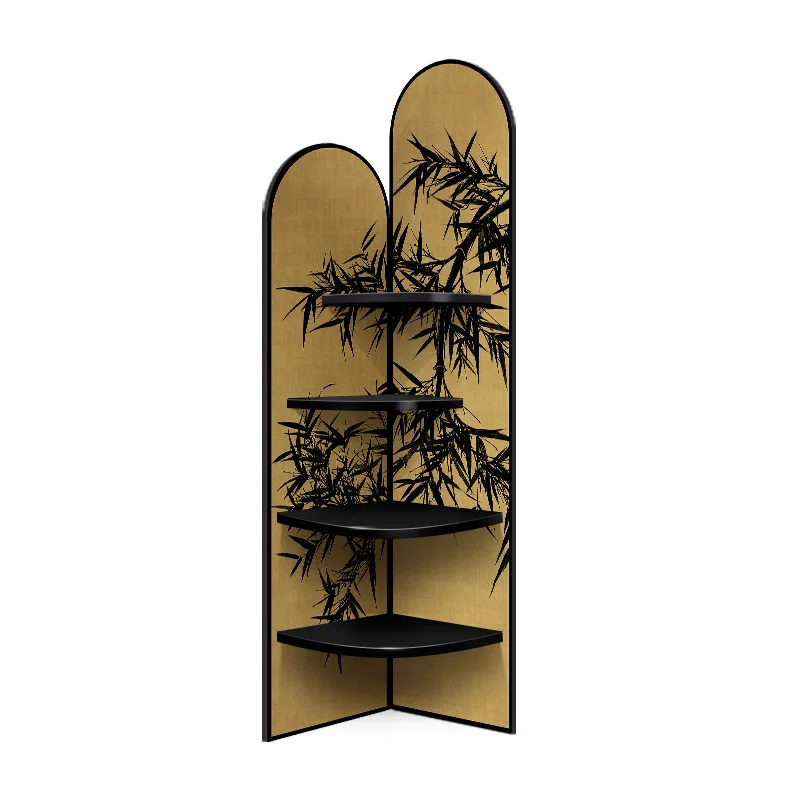 

Corner floor-to-ceiling ornament multi-layer triangular storage cabinet