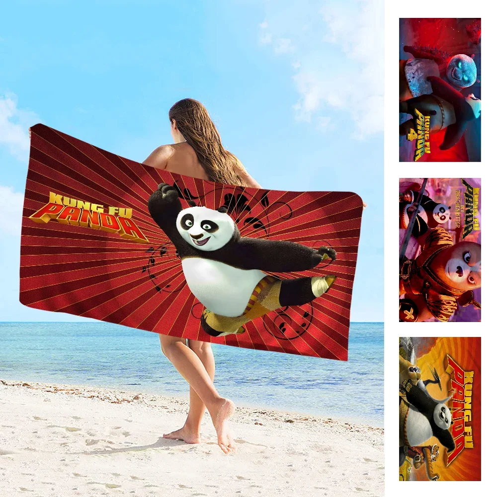 K-Kung F-Fu P-Panda Microfiber Blanket Quick Drying Beach Towels Oversized Printing Super Absorbent Pool Towel Blanket