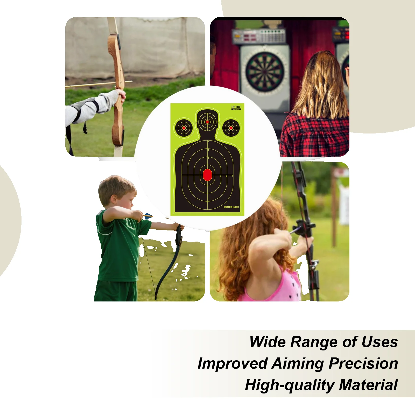 Target Stickers 10 Pieces 18x12 Inch Splatter Targets High Visibility Shots Paper for Outdoor Practice Competition Daily