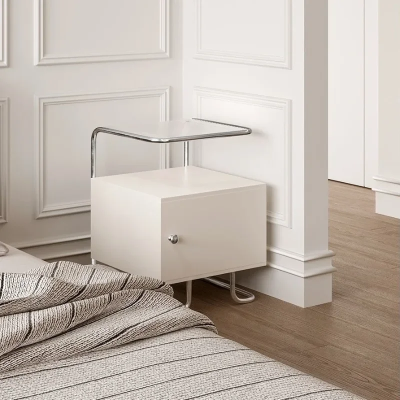 Minimalist Double Layer Bedside Table Cube Drawer Cabinet Aesthetic Small Night Stand Living Room Side Accent Table