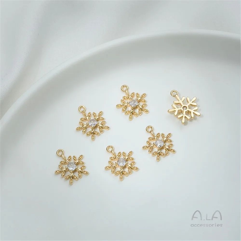 

14K Gold Christmas Series Bell Snowman Gloves Hat Lollipop Pendant Diy Jewelry Pendant Accessories