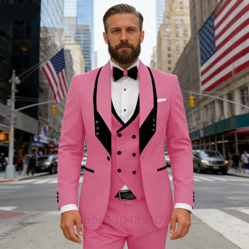 

Royal Blue Men's Wedding Suit Shawl Lapel Formal Tuxedo Coat Vest Pant Set for Groom Prom Party Dress