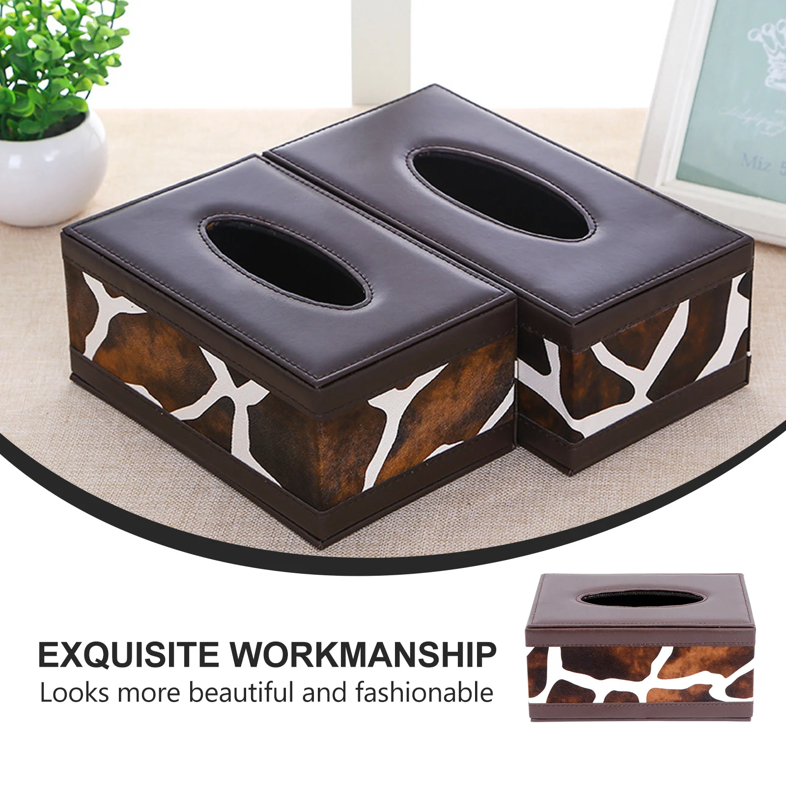 

1Pcs PU Tissue Box Trendy Useful Napkin Holder for Home Car Office High Quality Toughness Internal Frame