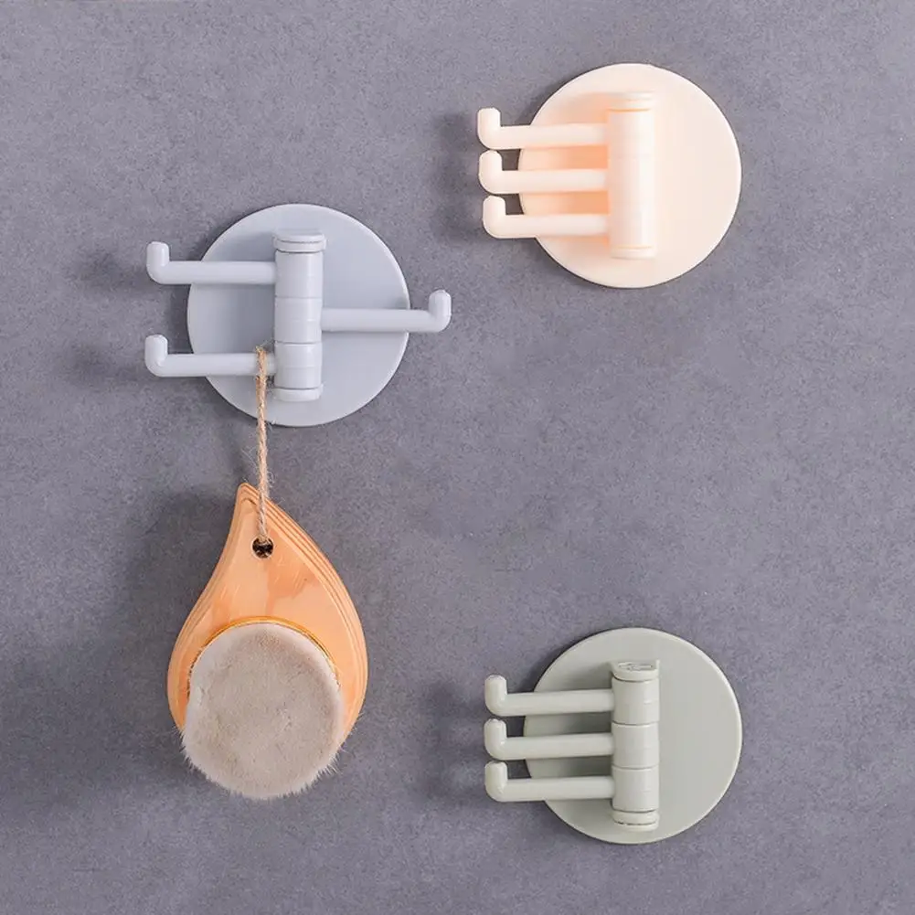 Hanging Hook  Great No Punching Design Solid Color  3 Branch Good Load-bearing Kitchen Hanger for Kitchen