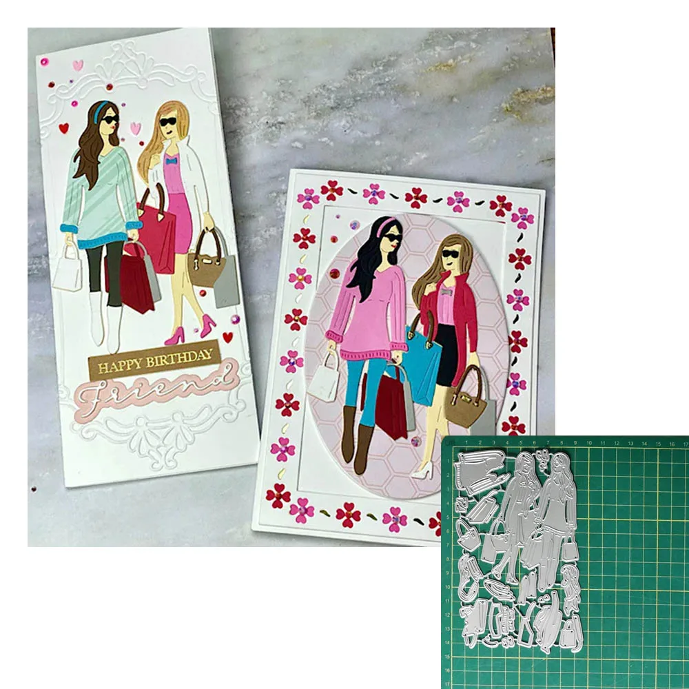 

Shopping Girl Metal Cutting Dies Scrapbooking Album Paper Card Making DIY Embossing Crafts Stencils