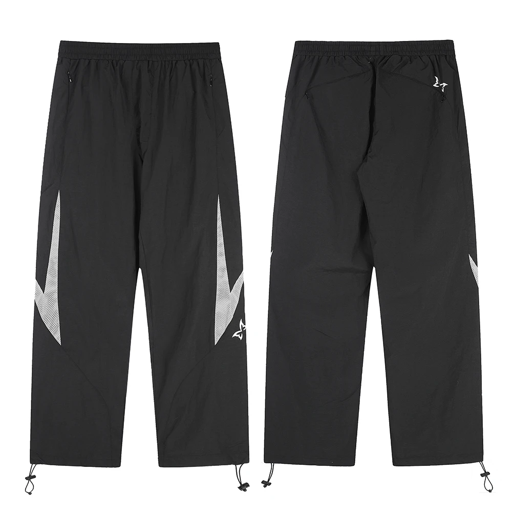 Contrast Color Quick Dry Breathable Black Color Elastic Waist Trousers for Men and Women Patchwork Loose Baggy Pants Oversized