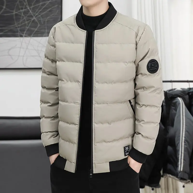 2024 Autumn and Winter Fashion Solid Color Windproof Warm Large Size Cotton-Padded Jacket Men\'s Casual Loose Comfortable Coat