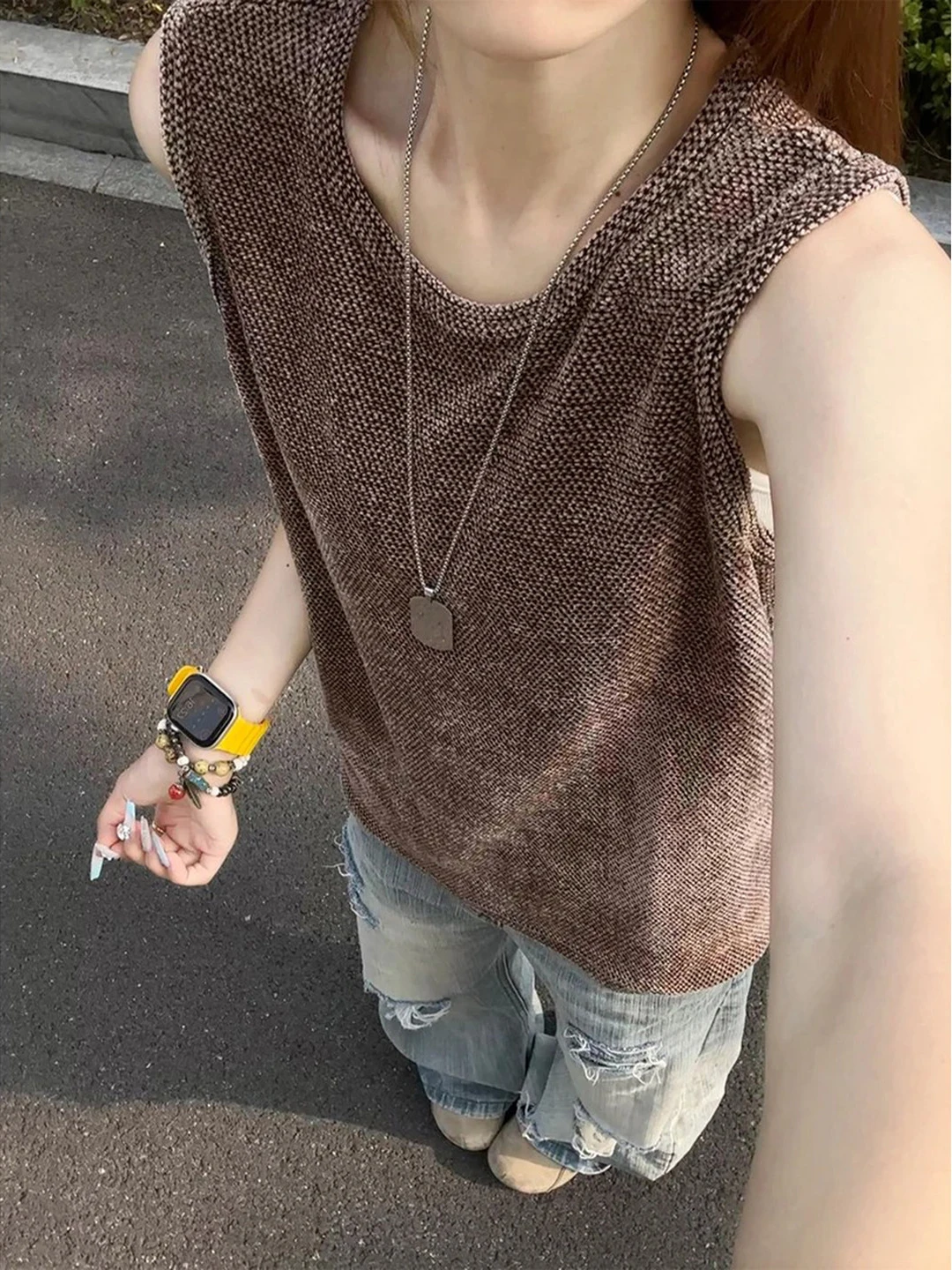 Lightweight Breathable Sport Vest Men's Summer Loose Sleeveless Deep Grey Dragon Scale Texture Muscle Sensation Half Shoulder...