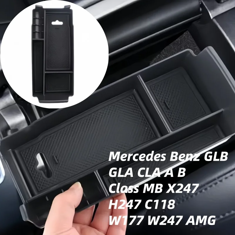 

For Mercedes Benz GLB GLA CLA A B Class MB X247 H247 C118 W177 W247 AMG Car Central Armrest Box Storage Stowing Container Tray