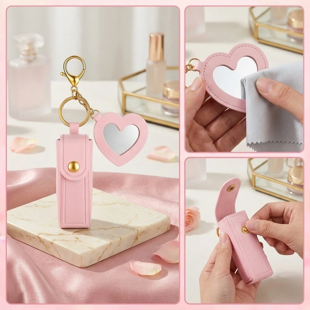 Cosmetic Storage Keyring Lipstick Holder Keychain For Quick Touch-ups Compact Design Secure Closure Multi-functional