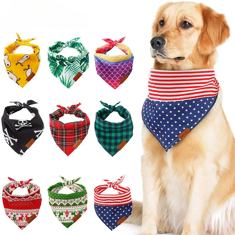 Dog Bandana Collar Scarf for Puppy & Cat Small Medium Large Dogs Adjustable Collars Pet Handkerchief Bibs Dress-up Accessories